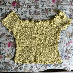 Stradivarius Pastel Yellow Ruffle Edge Crop Top